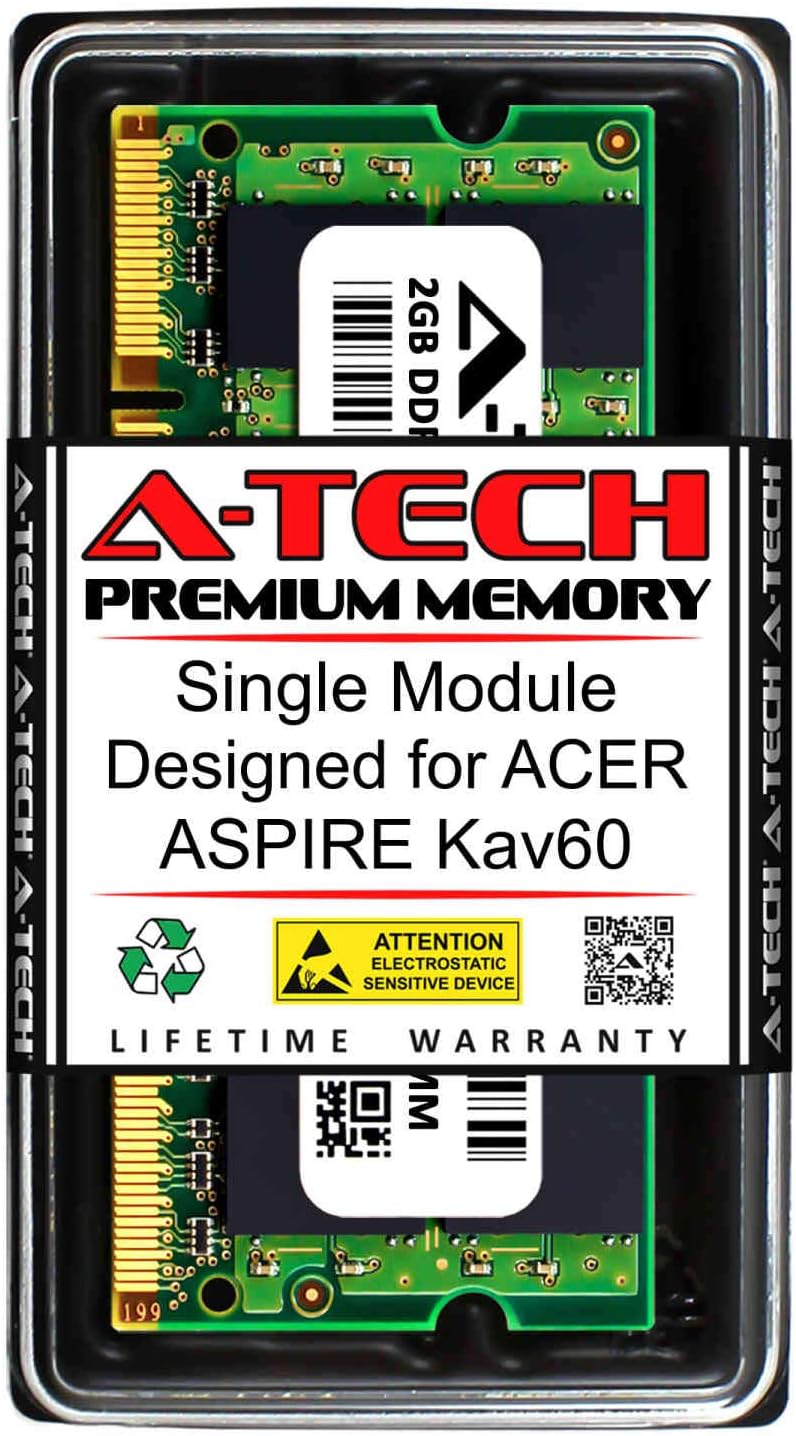 A-Tech 2GB RAM for ACER Aspire KAV60 | DDR2 667MHz SODIMM PC2-5300 200-Pin Non-ECC Memory Upgrade Module