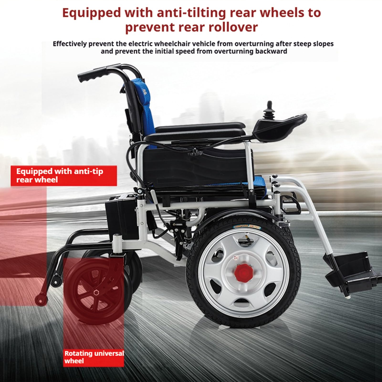 Silla De Ruedas Eléctrica Plegable, Con Batería De Litio Extraíble De 12 Ah, Scooters De Movilidad Motorizados Para Personas Mayores Discapacitadas (Azul)