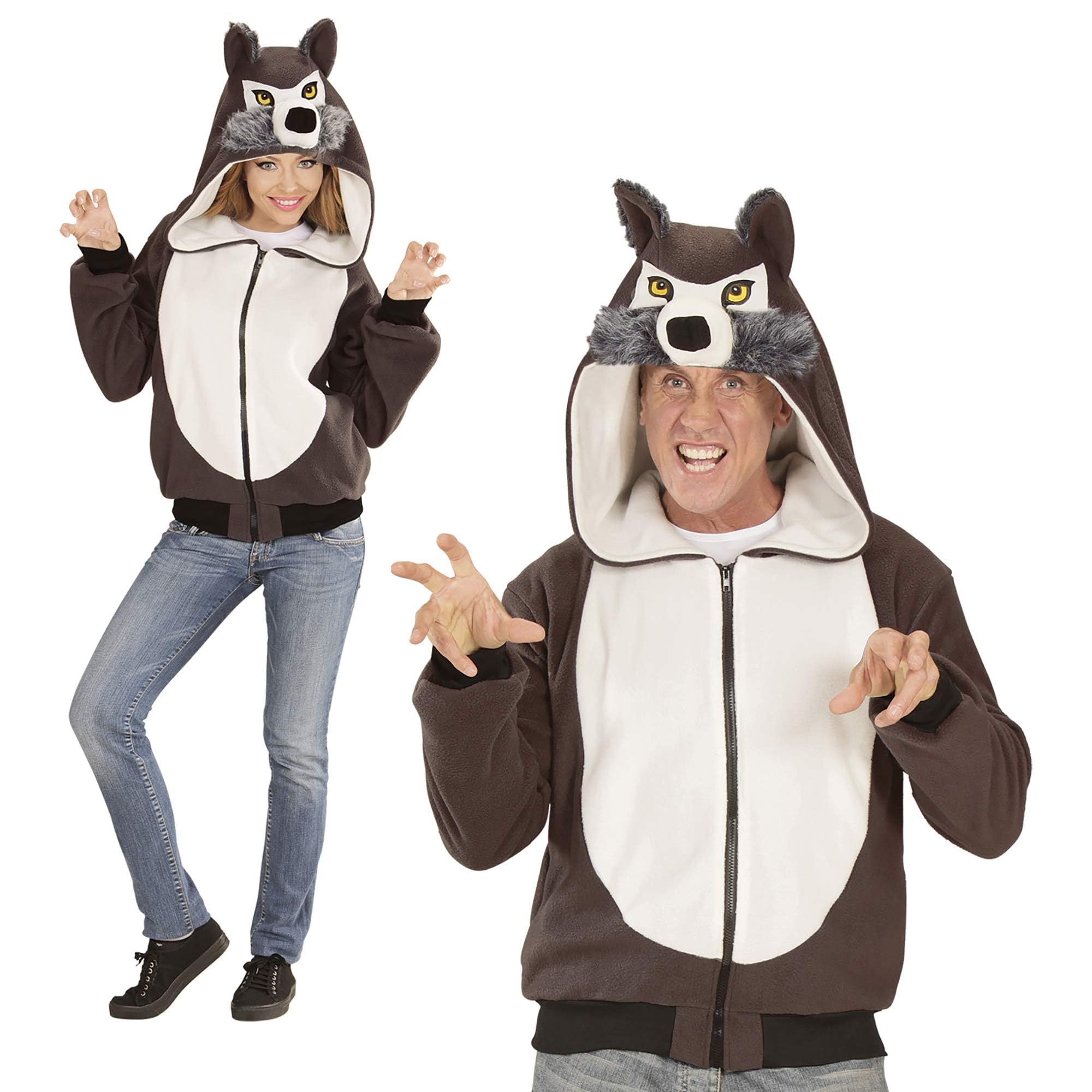 Widmann 07016 Adult Costume Wolf ? Hooded Pullover ? Grey