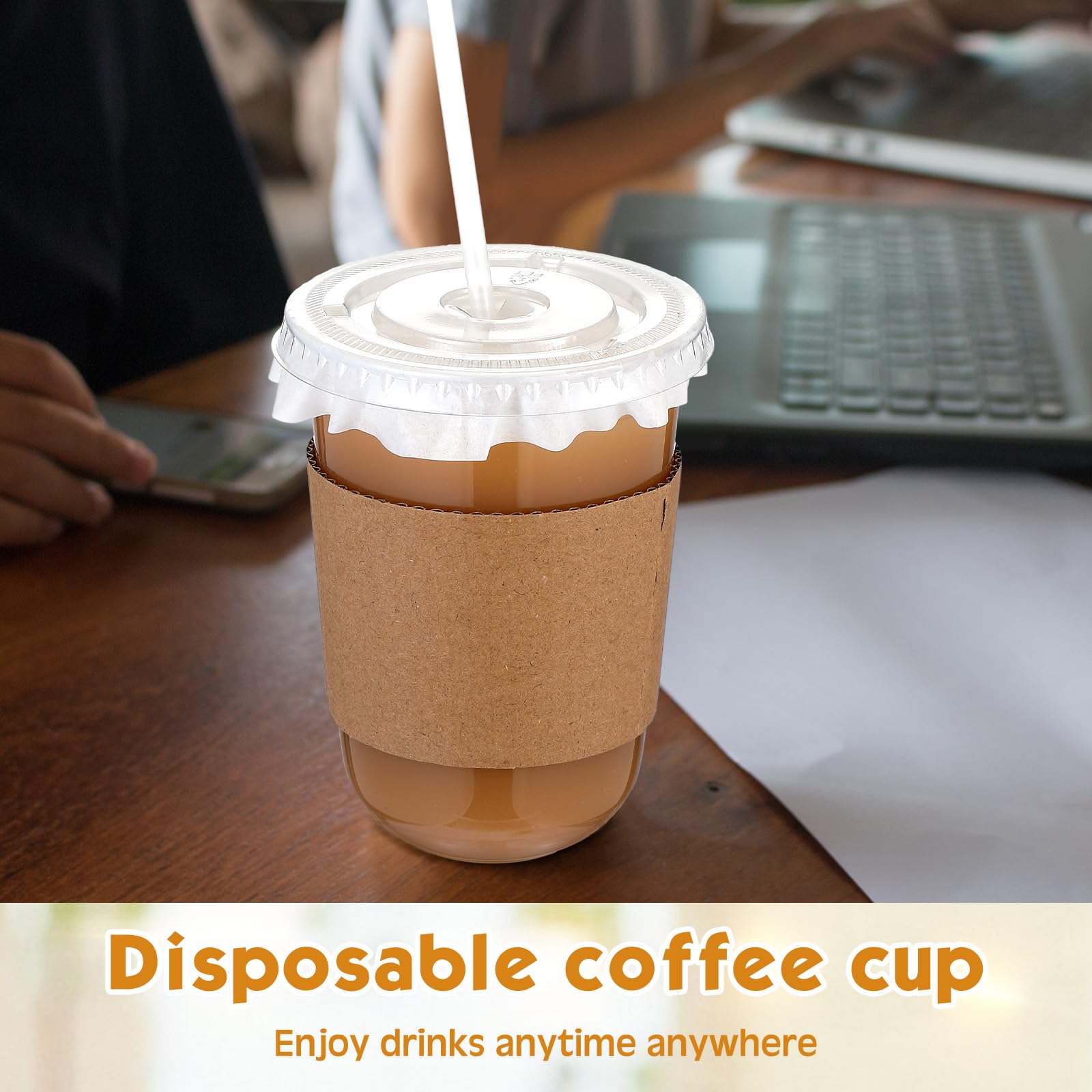 Baderke 50 Sets Transparente Kaffeebecher Mit Deckel – 510ml, Einweg Für Partys & Catering