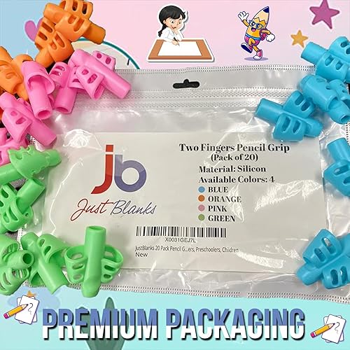 Miniatura 6 de JustBlanks 20 empuñaduras para lápices para escritura a mano para niños, soporte para lápices para niños, herramientas de escritura, herramientas de