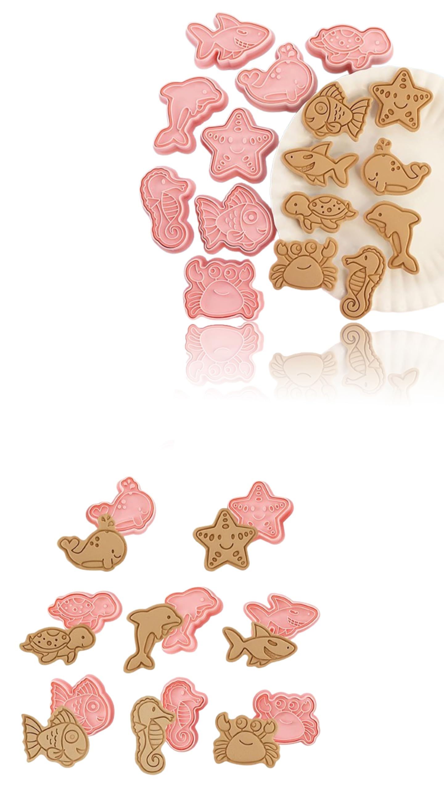 Sweet seven 8pcs Cartoon Fun Biscuit Cutter Set - 3D Shapes, DIY Fondant Cake Decor, Plastic Stampers for Baking & Embossing