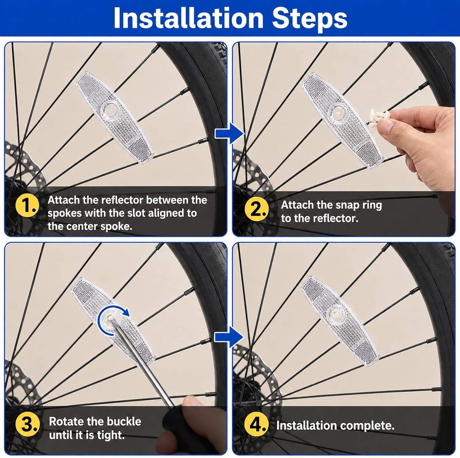 Bike Reflector, 4 Pcs Plastic Bike Wheel Reflectors thumbnail