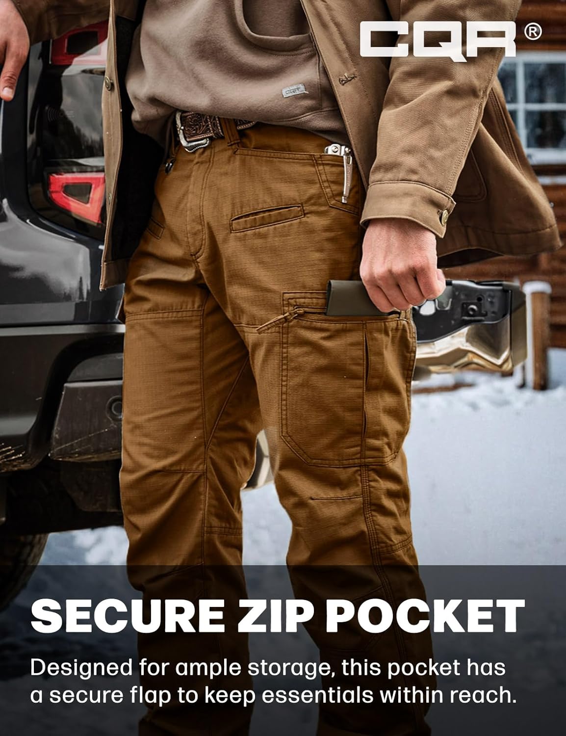 CQR Men's Winter Tactical Cargo Pants, Thermal Fleece Lined Outdoor Snow Ski Hiking Work - Image 7