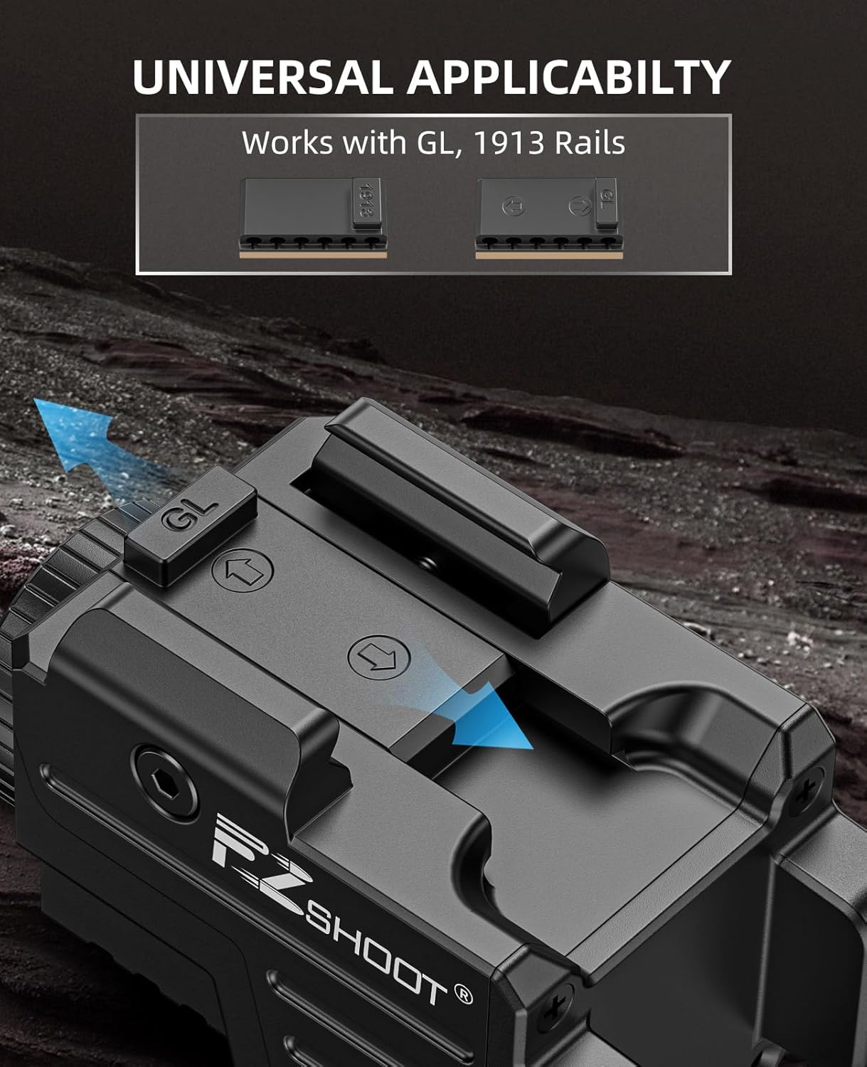 EZshoot 800 Lumens Pistol Flashlight Compatible with Picatinny and GL Rails, Compact Pistol Light with Slide Rail, Rechargeable Gun Light with Strobe Mode for Home Defense and Hunting