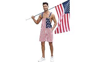 Mens Rompers American Flag Jumpsuits 4th of July Jean Overalls