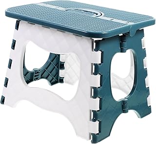 STOBAZA Plegable Portátil de Plástico para Jardín y Camping Pequeño y Ligero con Asa para Transporte Fácil para Pesca Cocina y Exteriores Color Azul Nórdico