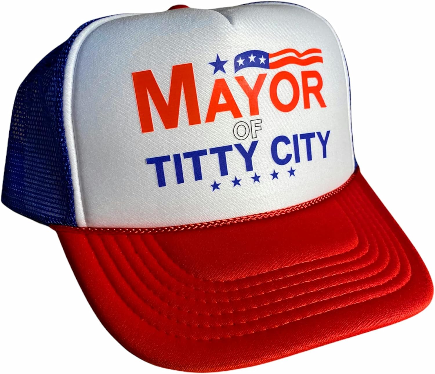 Mayor of Titty City Snapback Trucker Hat for Men or Women, Vintage Fit with Funny Novelty Graphic, Custom Mesh Cap - Image 5
