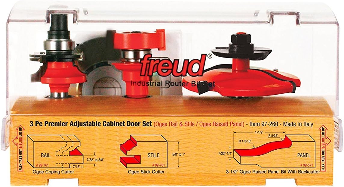 97-260: 3 Piece Premier Adjustable Cabinet Bit Set