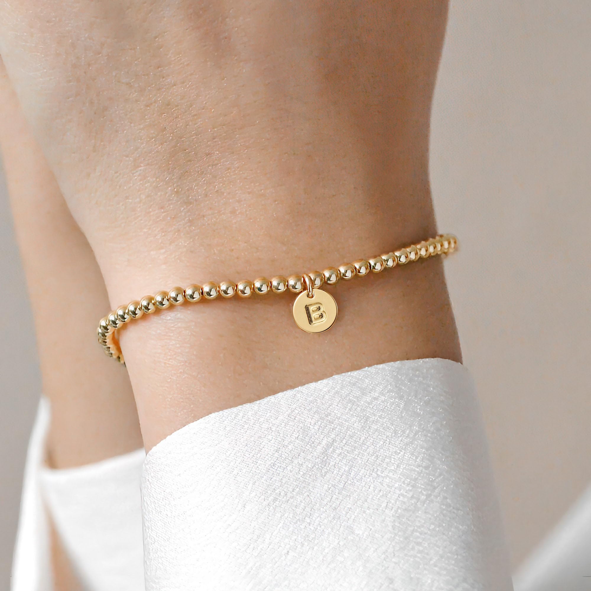 Turandoss Initial Bracelets for Women - Dainty 14K Gold Plated Letter A-Z Charm Disc Bracelet for Women Trendy Jewelry Gifts