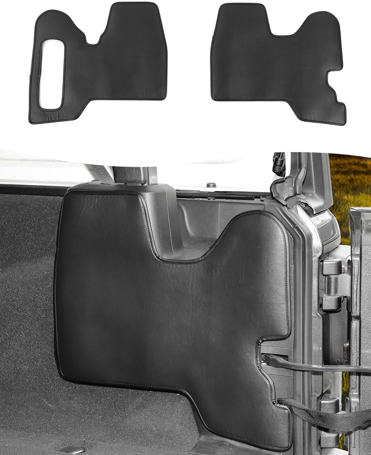 Hoolcar Cargo Sidewall Protector Trunk Sidewall Protector Mats Compatible with Jeep Wrangler JLU 2018-2025, Interior Accessories, 4-Door, Black Cover Set PU Leather