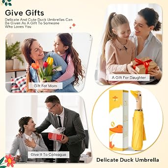 Cute Duck Umbrella Travel Size Compact Umbrella Rain Sun for Girls Gift