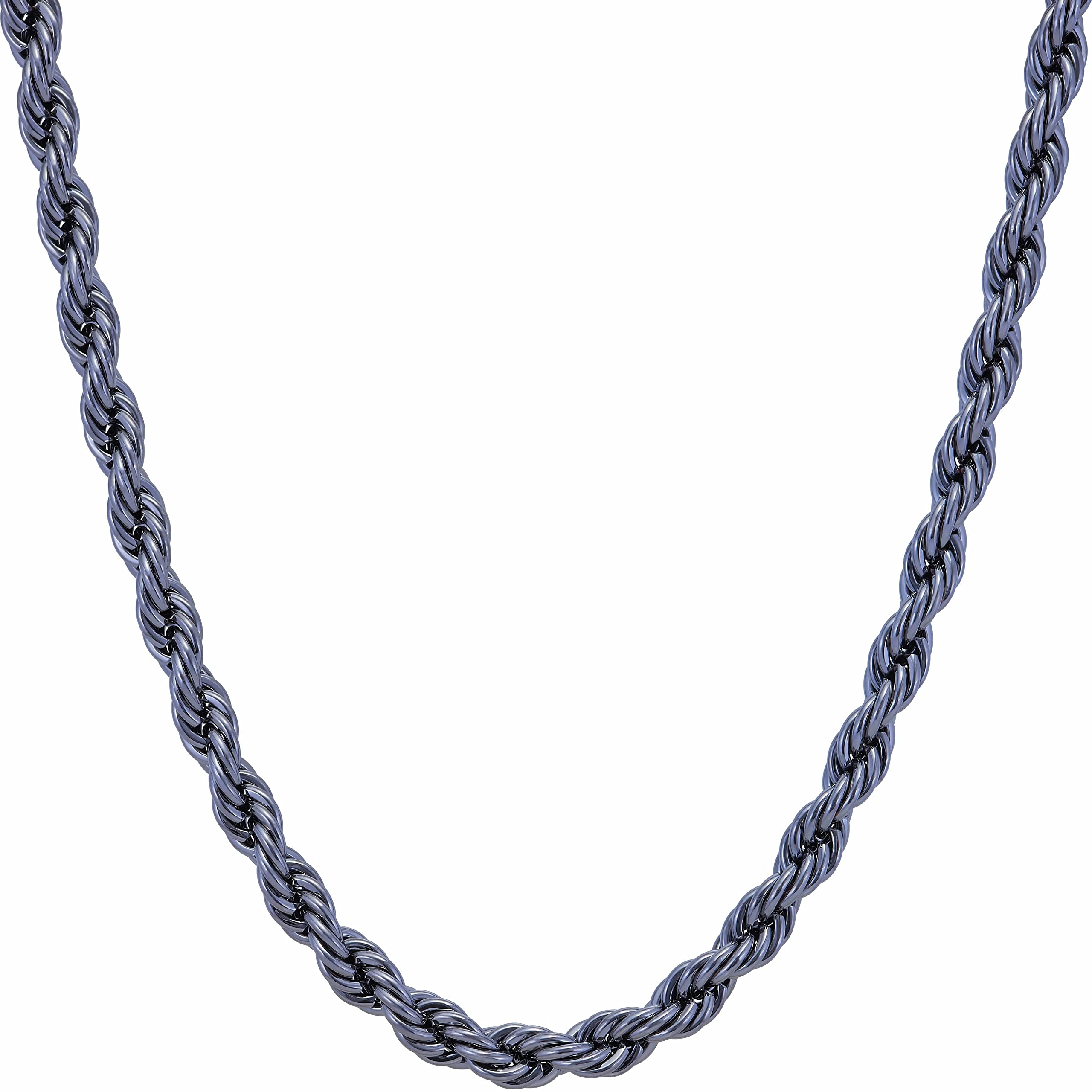 LIFETIME JEWELRY Catena da 5 mm per uomini e donne con taglio a diamante, catena per uomini e donne, 40-91 cm, nera, canna di fucile, acciaio inossidabile
