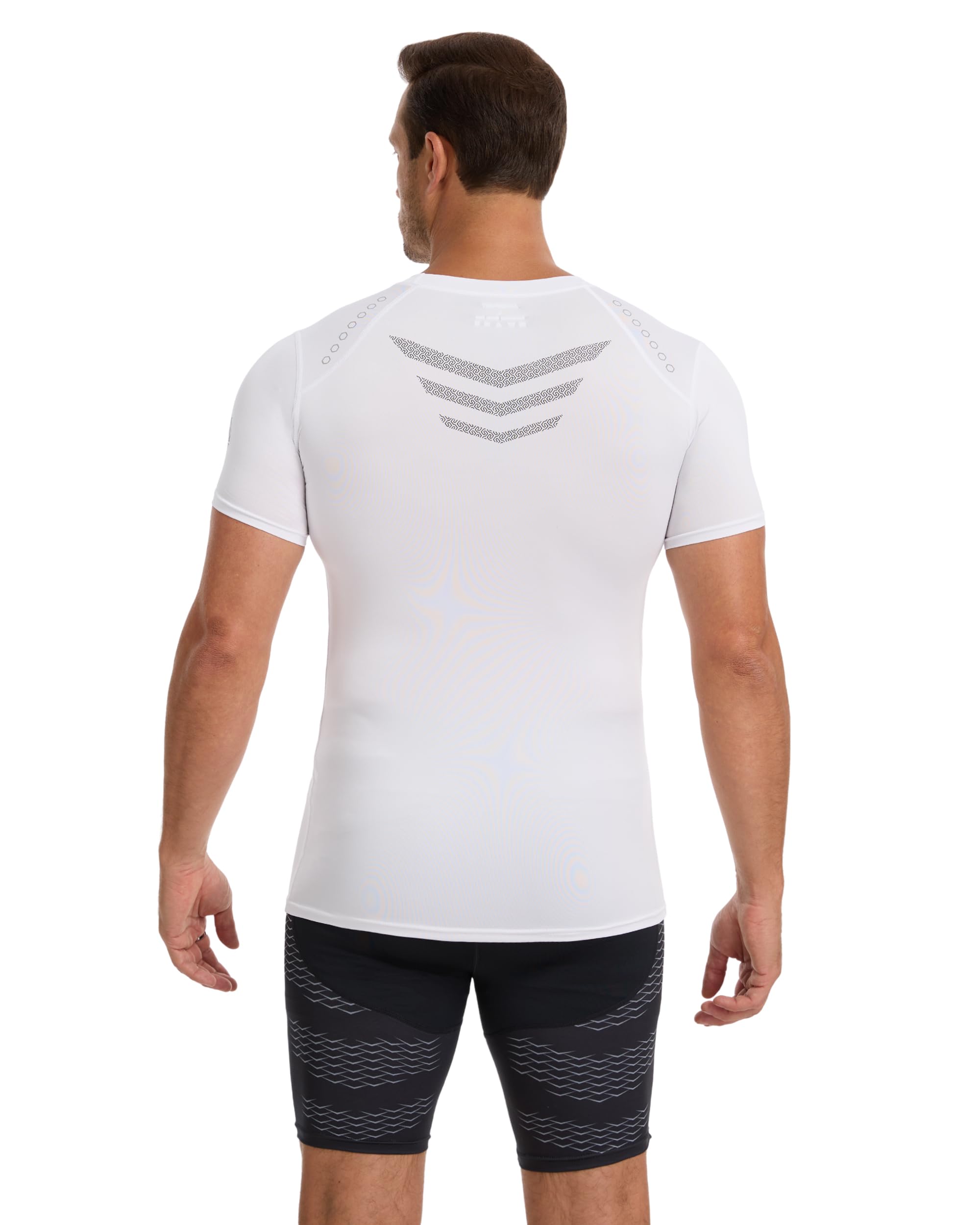AMZSPORT Maglietta a Compressione Uomo Manica Corta T-Shirt Running Maglia Sportiva da Ciclismo Magliette Palestra Fitness