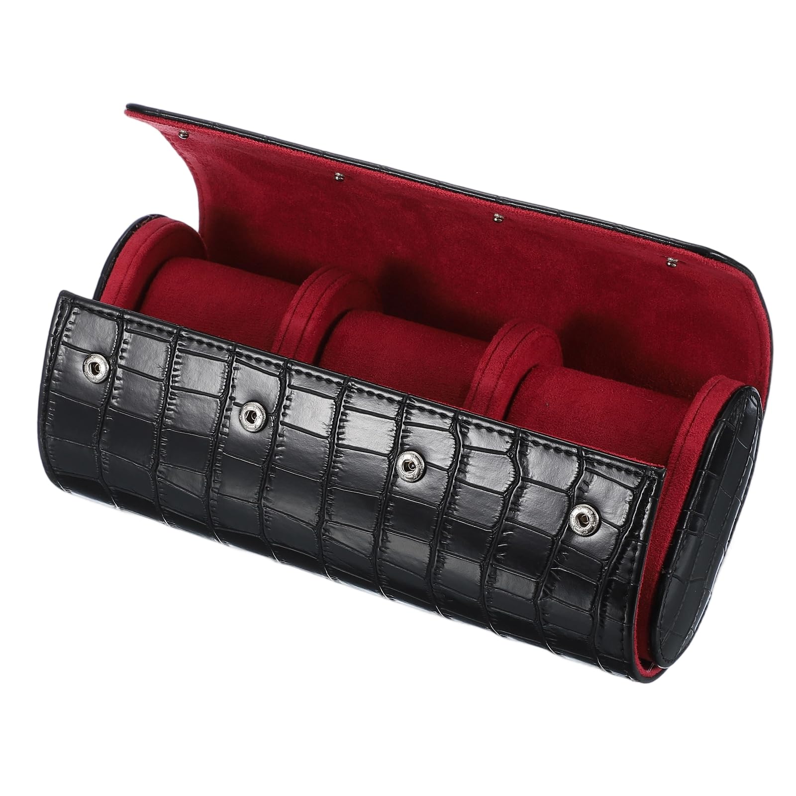 Custodia da viaggio per orologio da uomo in pelle con motivo coccodrillo, astuccio arrotolabile per orologio, scatola portaoggetti portatile per orologio, ideale per Natale, compleanno e anniversari