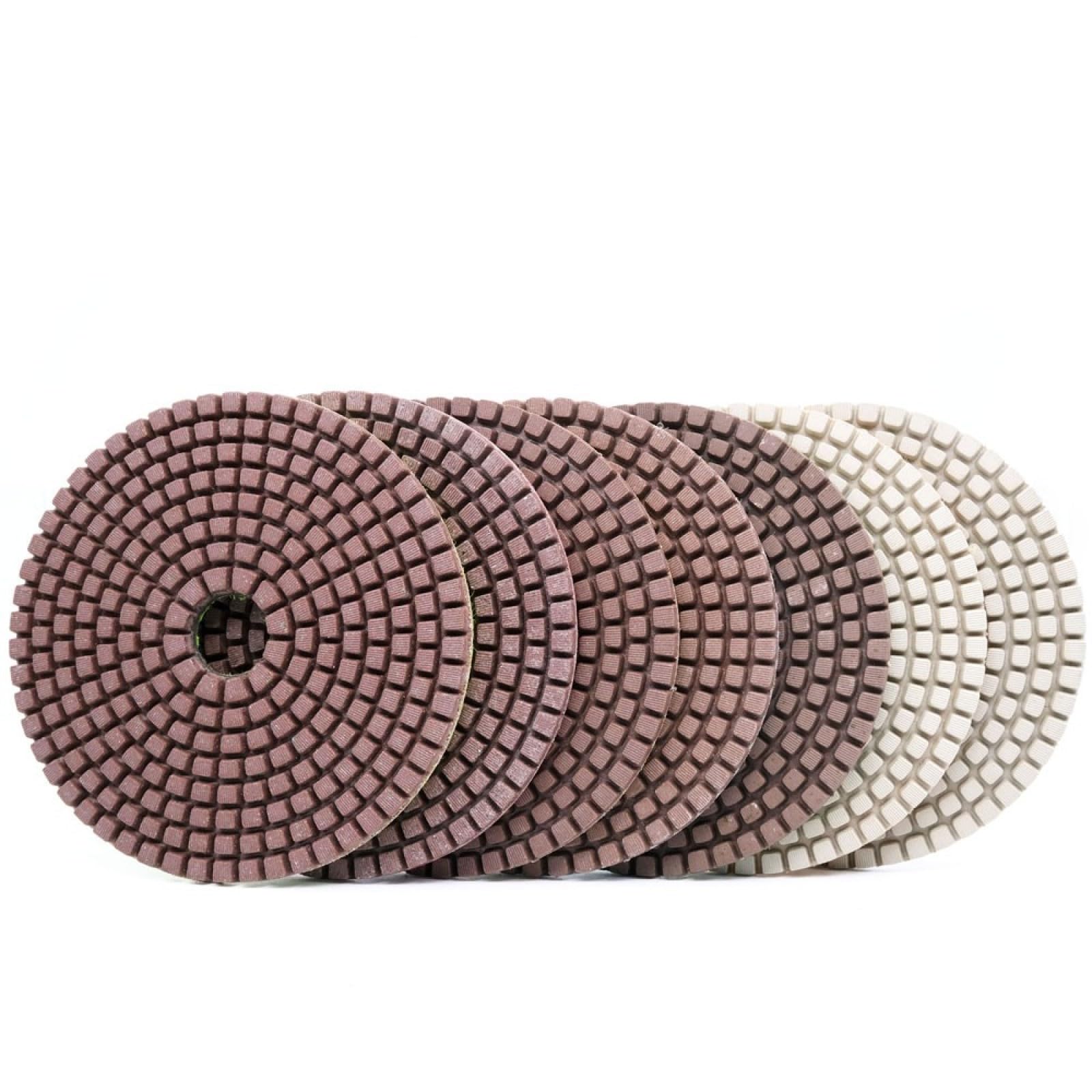 Almohadilla De Pulido De Diamante De 7 Piezas Y 4 Pulgadas Para Juego De Pulidor De Piedra De Mármol Y Granito, Kit De Pulido De Unión De Metal, Discos De Lijado De Hormigón