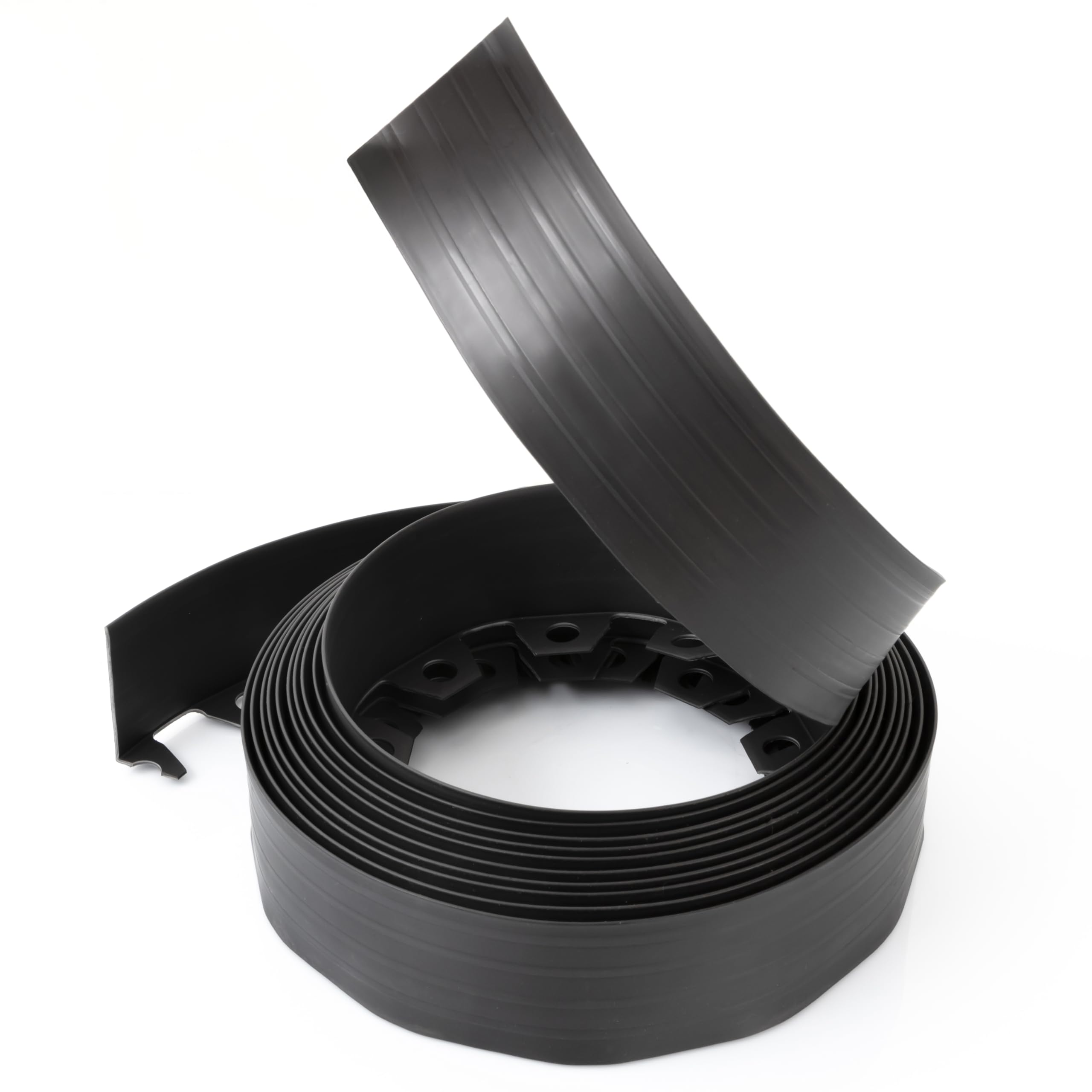 Lawn Garden Edging Border 32ft | 10m with Heavy-Duty Ground Stakes 8CM High Flexible Flower Bed Edge and Reinforced Plastic Pegs, Professional Landscape Dividers, Weather Resistant (Black)