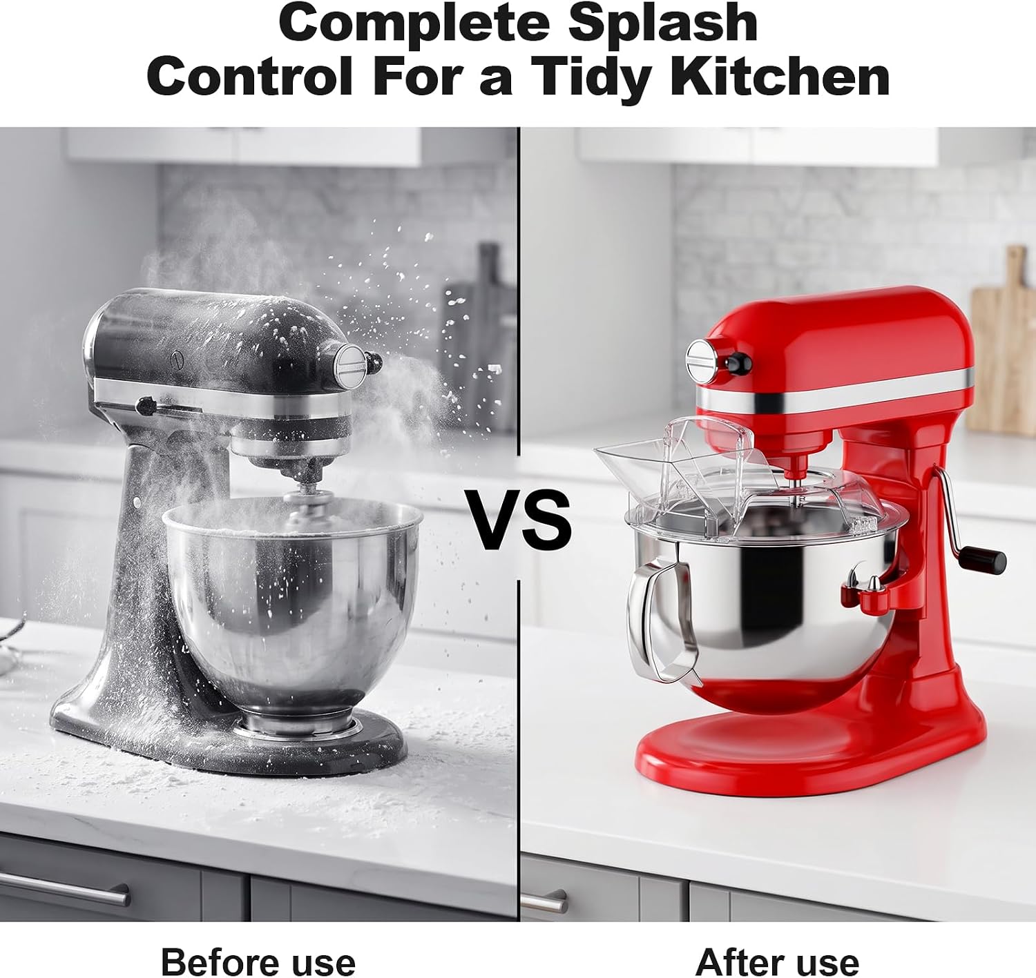 Pouring Shield for KitchenAid 5.5-8 Qt Bowl-Lift Stand Mixer, Only Fits for Stainless Steel Bowl, Removable body with a flip-top feed hopper cover, Kitchen Aid Accessories and Attachments