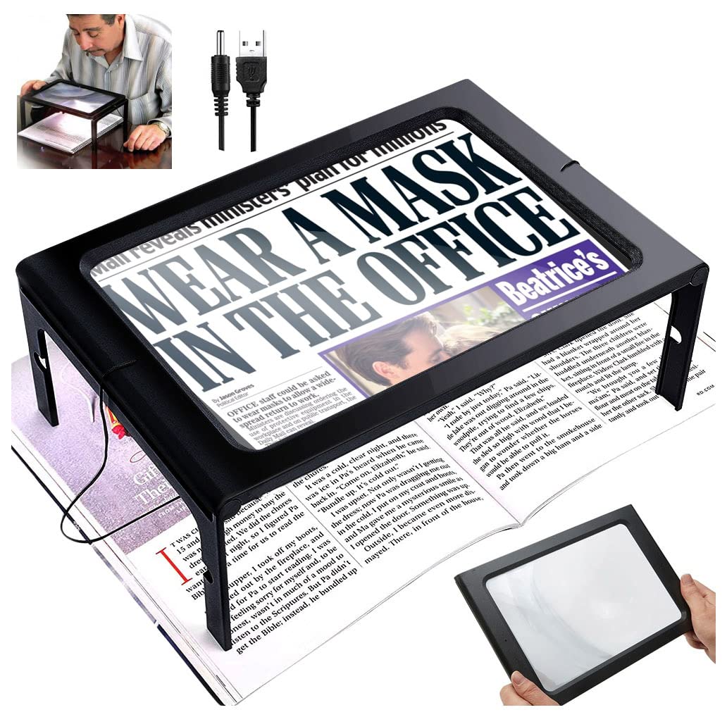 Buy Bygytyo HandsFree Magnifier FullPage Rectangular 2.5X Magnifying Glass LED Lighted