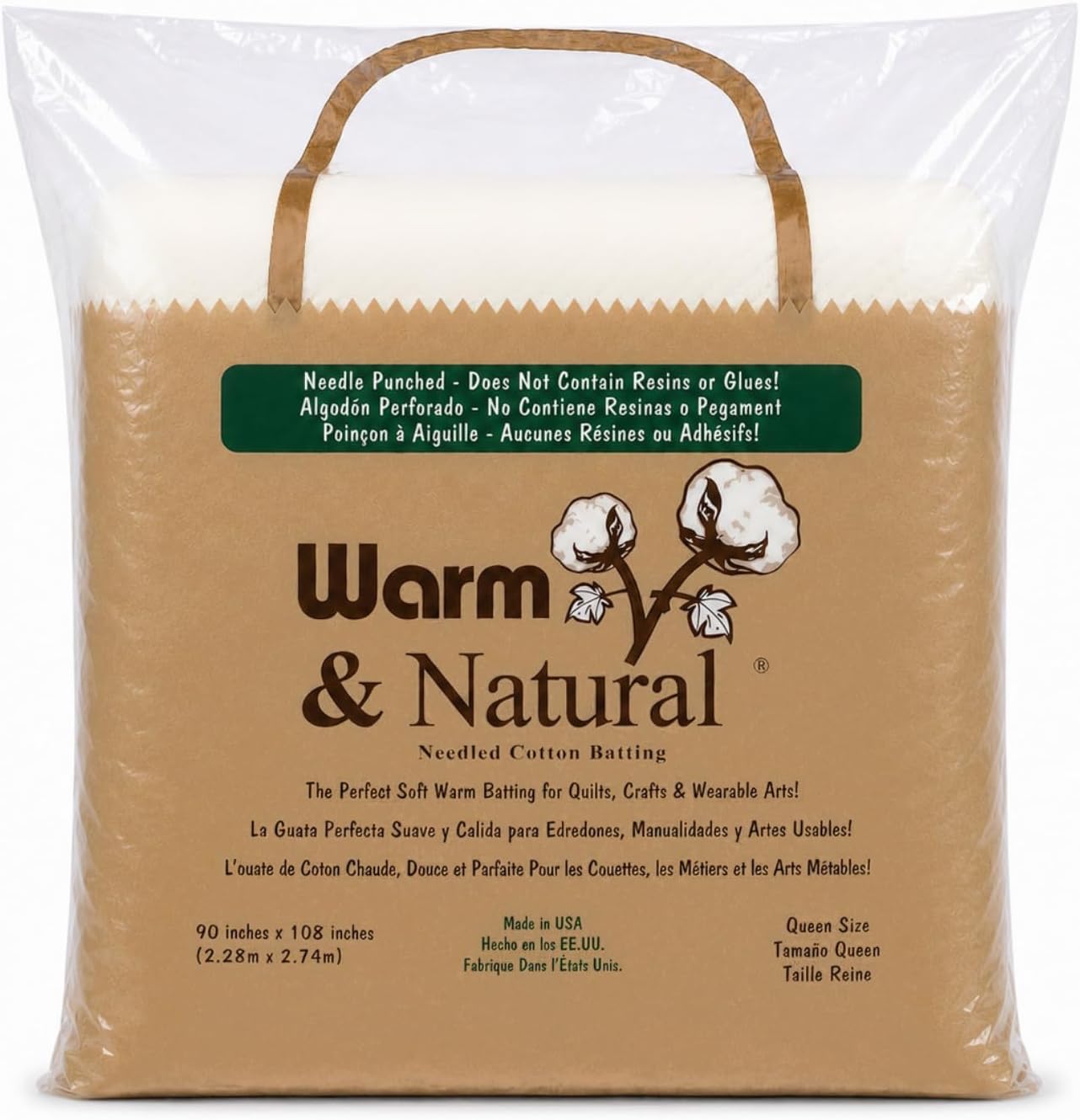 The Warm Company & Natural Cotton Batting Queen Size 90"X108" 2341