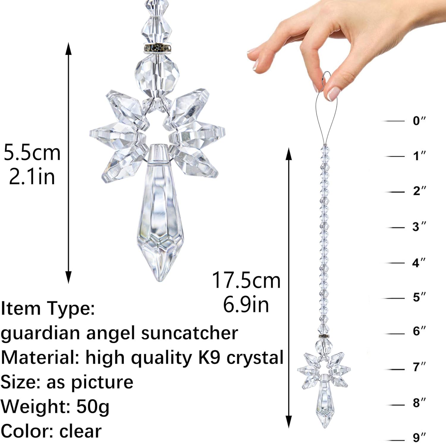 Rainbow Guardian Angel Suncatcher for Mom Crystal Angel Ornaments for Home/Car Decoration & Porch Decor & Hanging Valentines Day Gift (Clear) - Image 2