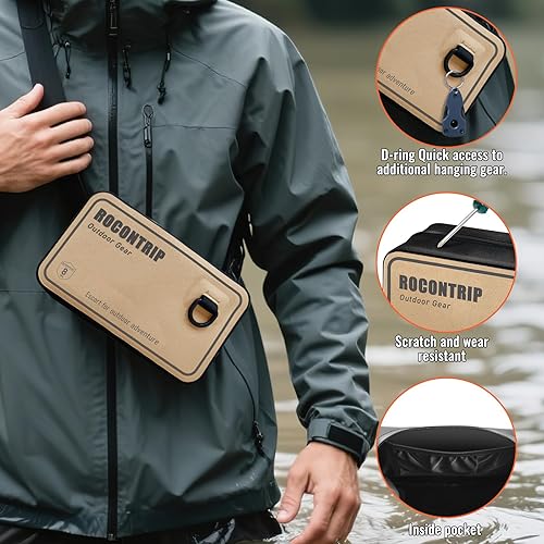 Miniatura 6 de ROCONTRIP Bolsa seca 100% impermeable, paquete de cintura seca con cremallera hermética correa ajustable, bolsa cruzada ligera para kayak, esnórquel