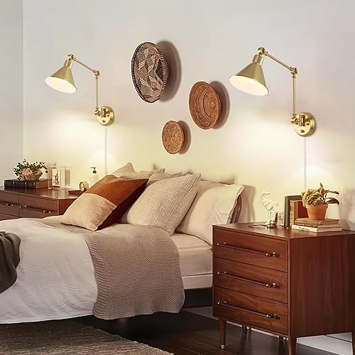 Miniatura 7 de TRLIFE Aplique de pared con control remoto, apliques de pared de latón cepillado, regulables y con temperatura de color ajustable, 2700 K-6000 K,