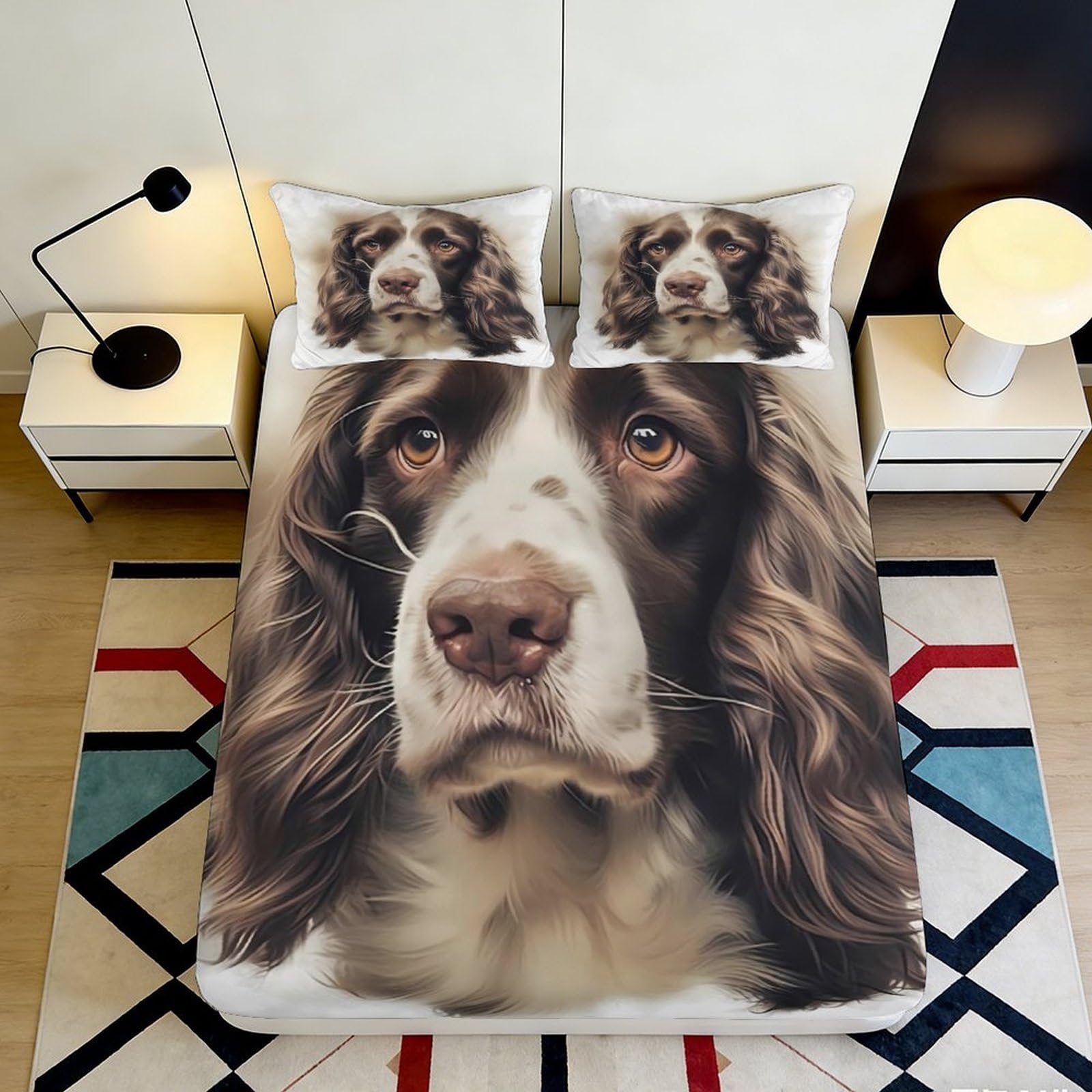 Pnayamiorkfel Style-5 3D Printed Brown Dog Portrait Fitted Sheet Microfiber Soft Machine Washable Bed Cover For Bedroom Guest Room Décor 90X200x25cm