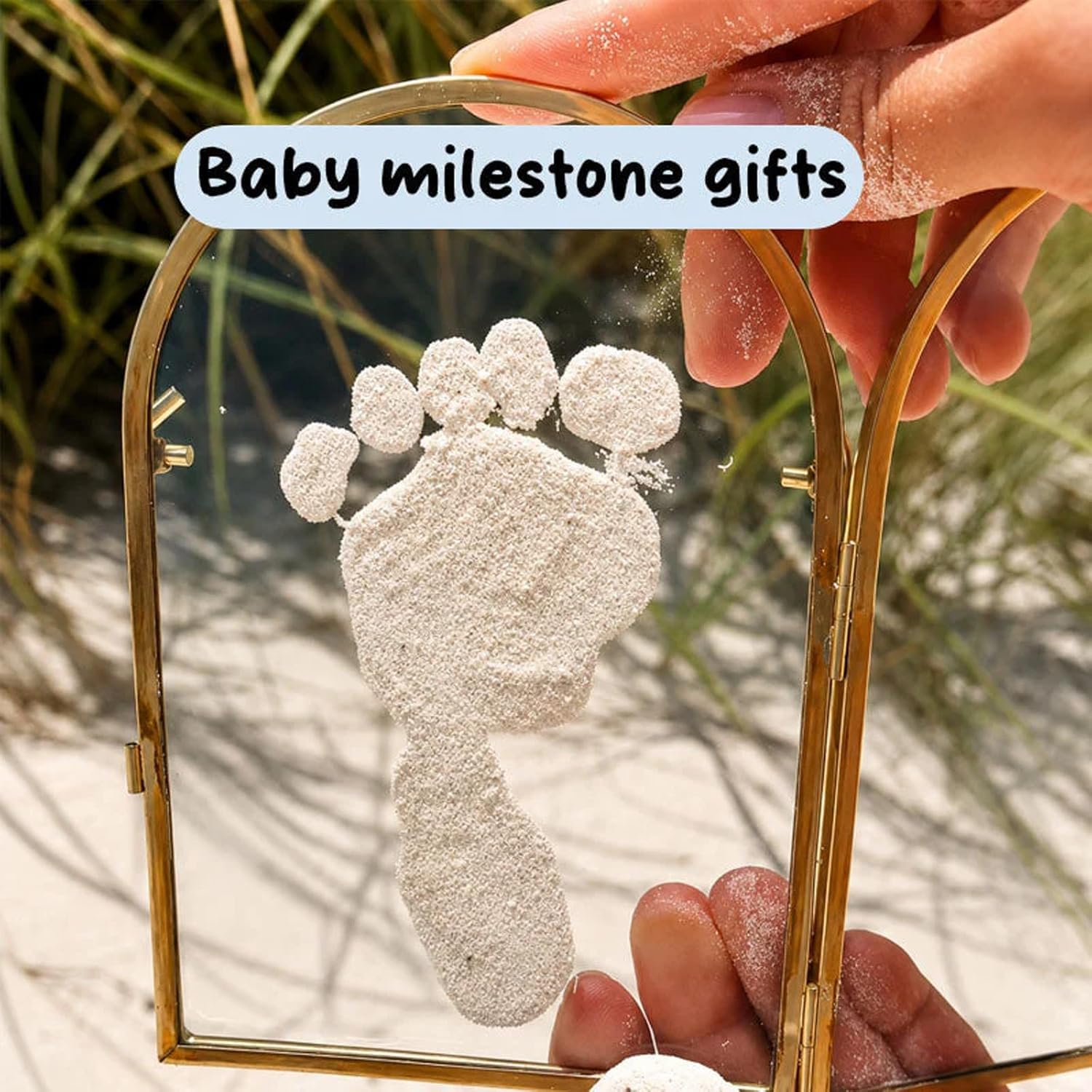 Cornice per ricordi per neonati e animali domestici, kit per impronte di mani e piedi per neonati, con doppia cornice in vetro per fiori pressati, cornice per foto per cameretta dei bambini, kit con