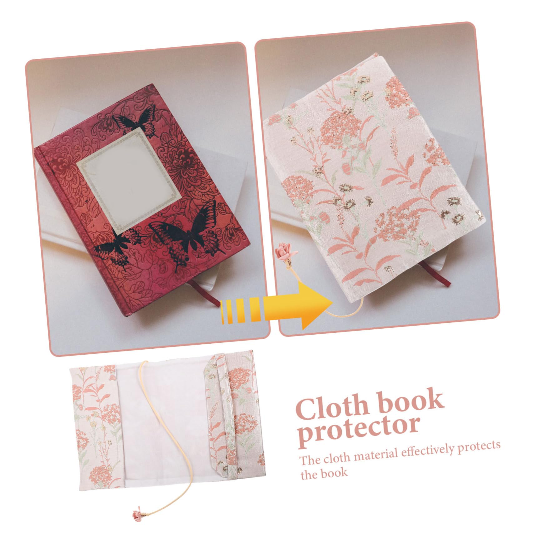 Funda De Tela Decorativa Ajustable Para Libros Protector Práctico Y Hecho a Mano Ideal Para Libros De Tapa Dura Y Escolares Diseño Elegante De Diente De León En Rosa