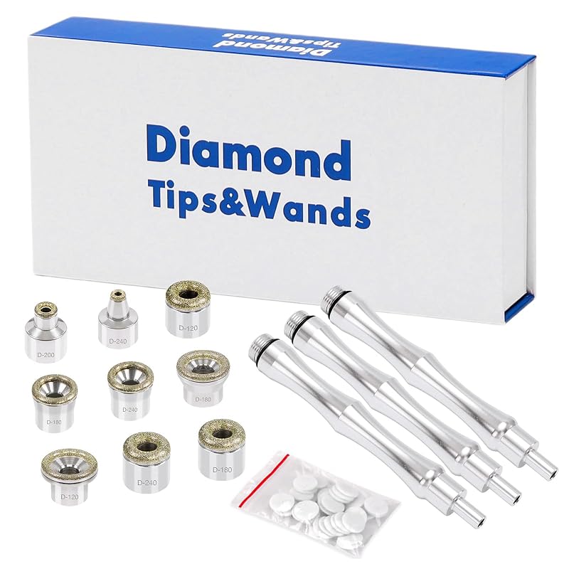 Kit de acessórios para aparelho de microdermoabrasão Bemoauty com 9 ponteiras, 3 hastes e filtros de algodão