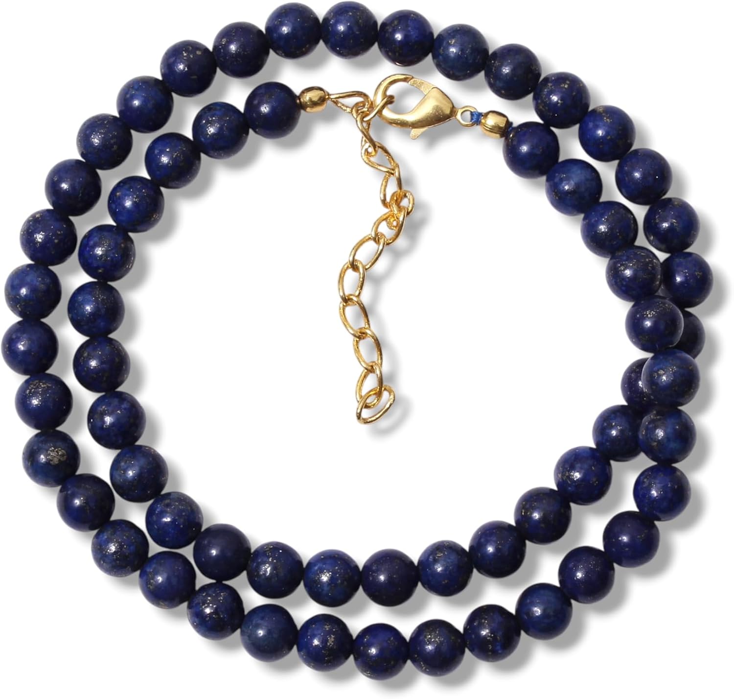 A&M GEMS & JEWELS Natural Gemstone Beaded Necklace for Women, 6–6.5mm Smooth Round Beads, Handmade Gold Plated Jewelry, Minimalist Everyday Necklace