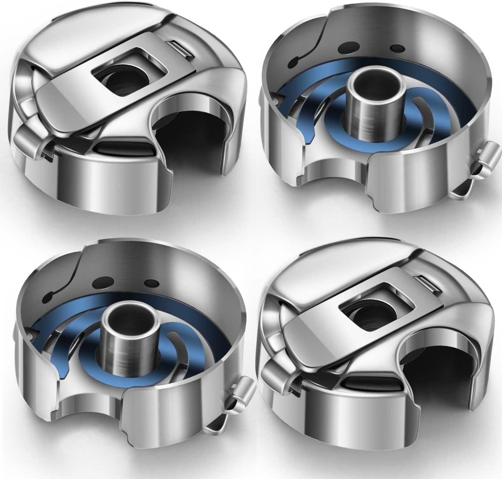 4 Pieces Stainless Steel Bobbin Case Compatible with Juki Ddl-5550 Ddl-8100 Ddl-8300 Ddl-8500 Ddl-8700 Single Needle Sewing Machine for Front Loading