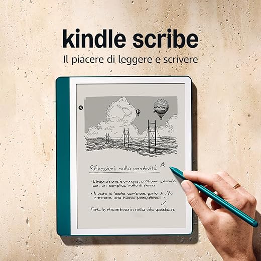 Amazon Kindle Scribe (64 GB) | Schermo ridisegnato con bordi uniformi. Ora puoi scrivere nei libri e nei documenti | Penna premium inclusa | Verde metallizzato