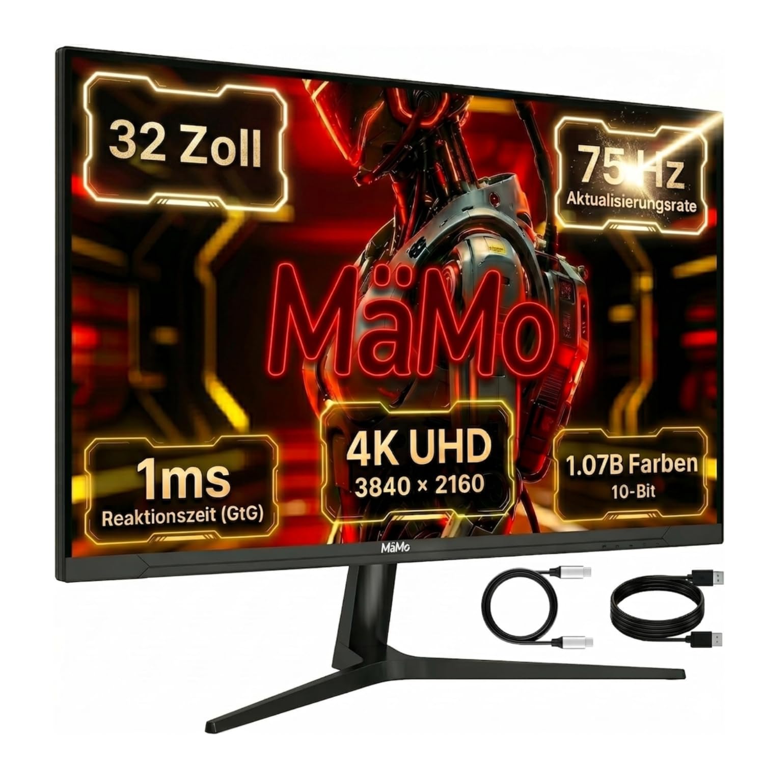 Monitor 4K de 32 pulgadas, UHD (3840 x 2160), pantalla IPS, 75 Hz 1 ms, 65 W USB-C, 95% DCI-P3, 10,7 mil millones de colores, altura regulable (pivote), HDMI 2.1/DP 1.4, iluminación RGB, monitor