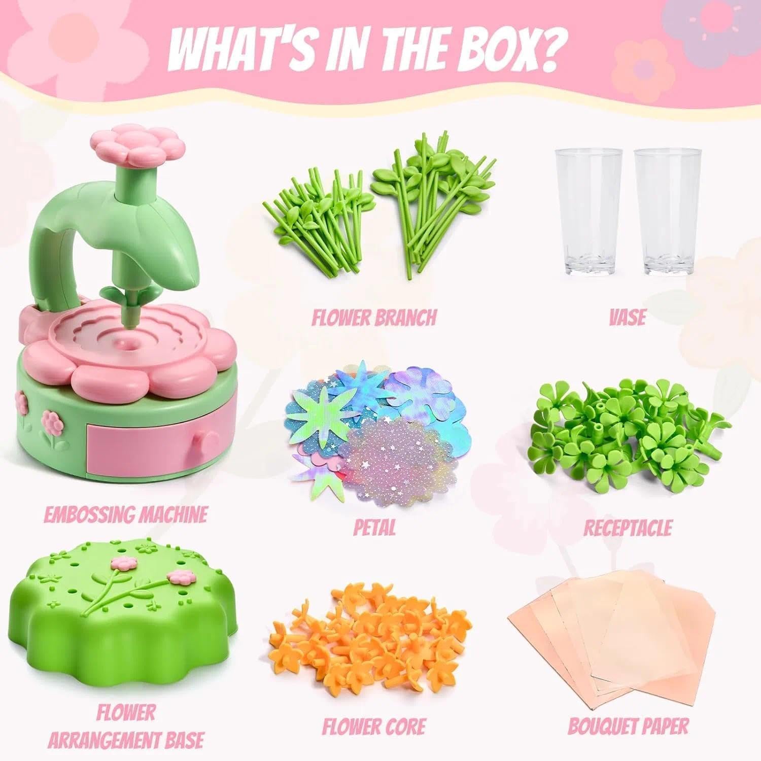 Kit Création Bouquet de Fleurs DIY pour Fille 6 Ans+ avec Machine à Fleurs, Jouet Créatif Cadeau Anniversaire