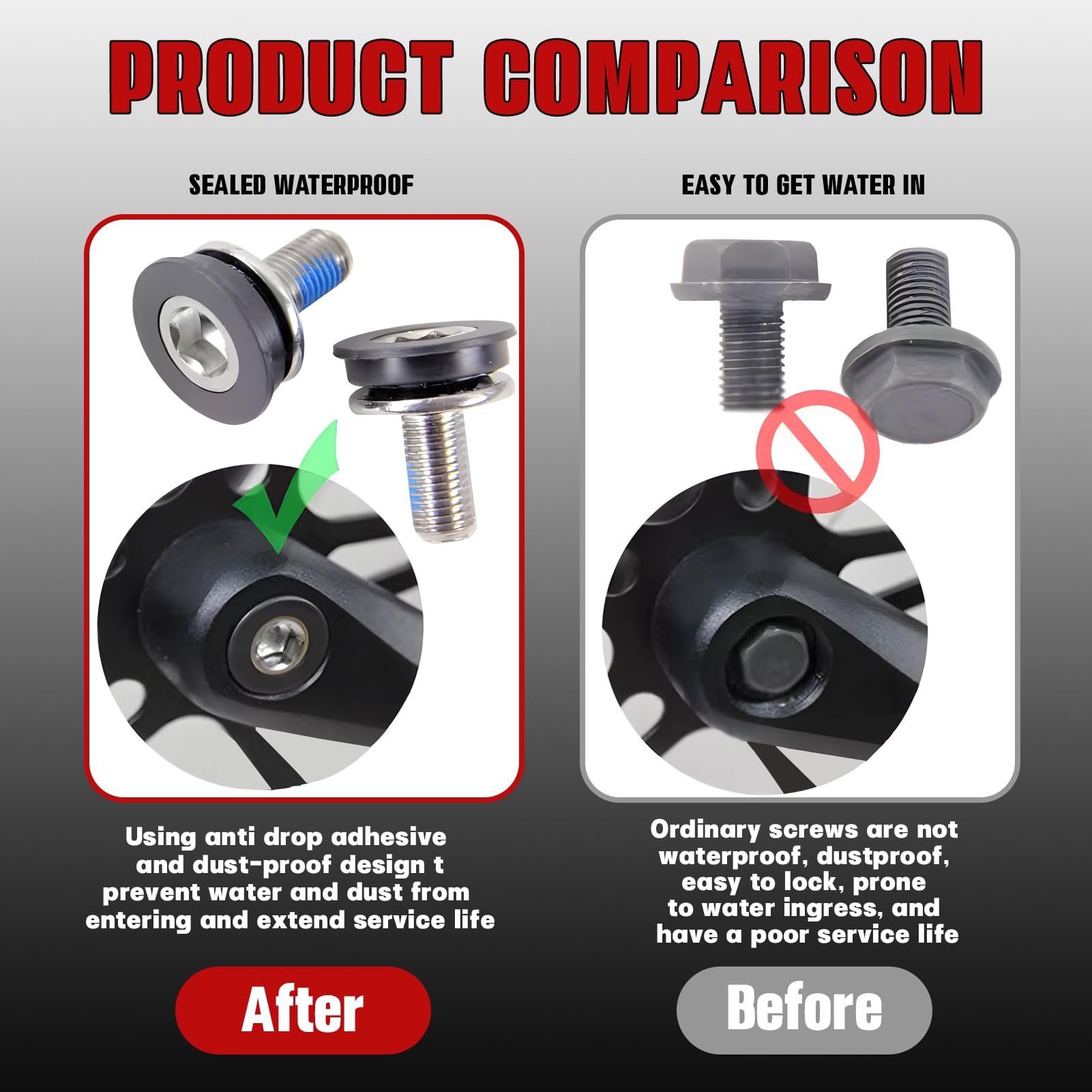 12pcs Bicycle Crank Screws M8, Bicycle Bottom Bracket Bolt, Waterproof Threaded Bicycle Bottom Bracket - Image 3