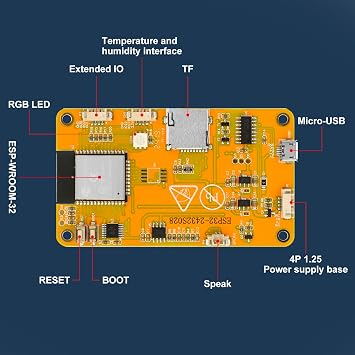 2 Pack 2.8 ESP32 Development Board WiFi Bluetooth ESP32-2432S028R Dual-core 240x320 Smart LCD Display TFT Module Touch Screen for Arduino IDE IoT (with Acrylic Shell)