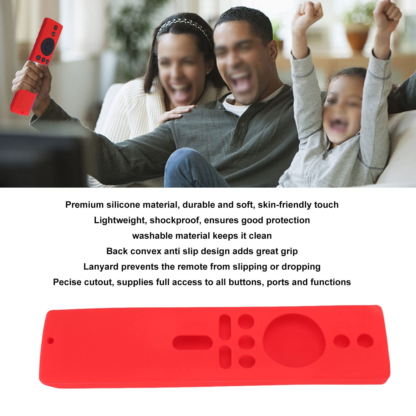 Cover per Telecomando, Custodia Protettiva Morbida e Leggera in Silicone, Accessori per Alloggiamento Controller TV Antiscivolo Convesso Posteriore per Mi Box S (rosso)