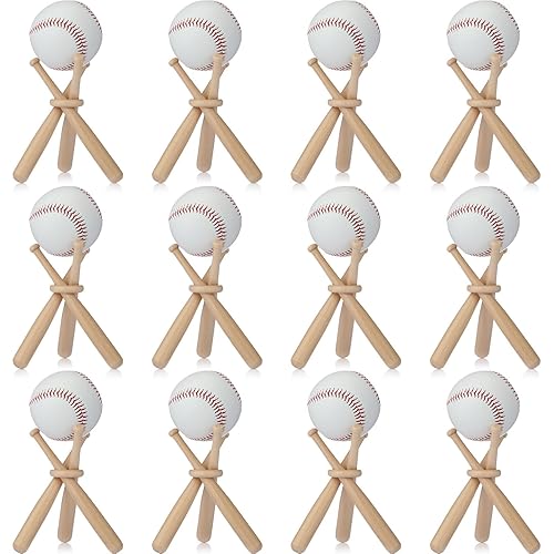 Mudder 12 Pack Baseball Stand Baseball Holders Balls Display Wooden