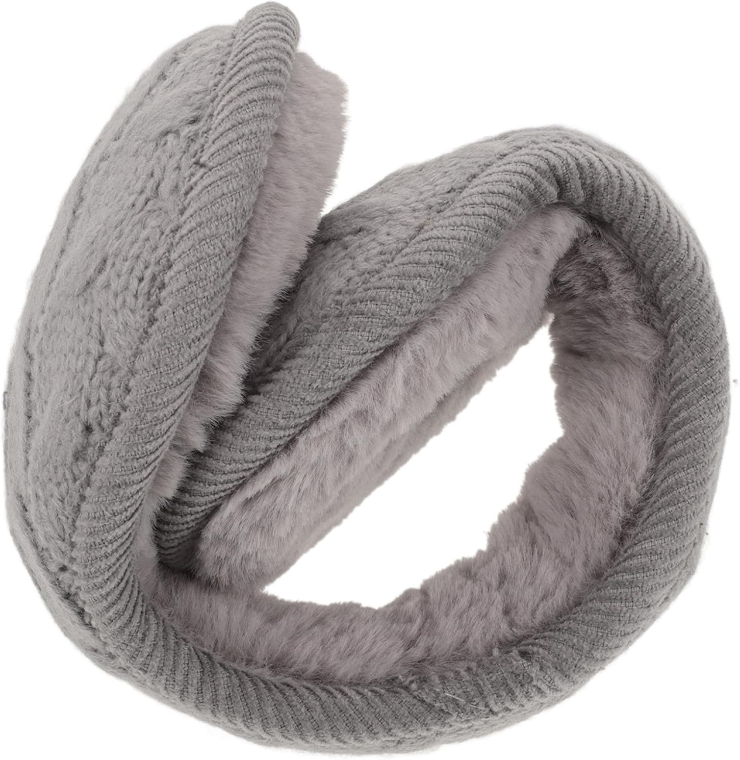 Ipetboom Foldable Knit Earmuffs Winter Ear Warmer Headband with Thick Fleece Lining Warm Outdoor Ear Cover for Women Men Cold Weather Activities