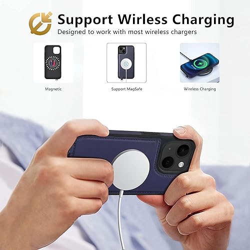 Miniatura 3 de Funda con cremallera para iPhone 15 Plus, 2 en 1, magnética, desmontable, protección para tarjetas RFID, 6 ranuras para tarjetas, bolsillo con