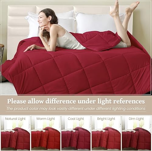 Vista 31 de Homelike Moment - Edredón tamaño king, inserto de edredón, plumón alternativo, ligero, acolchado, suave, para todas las estaciones, beige