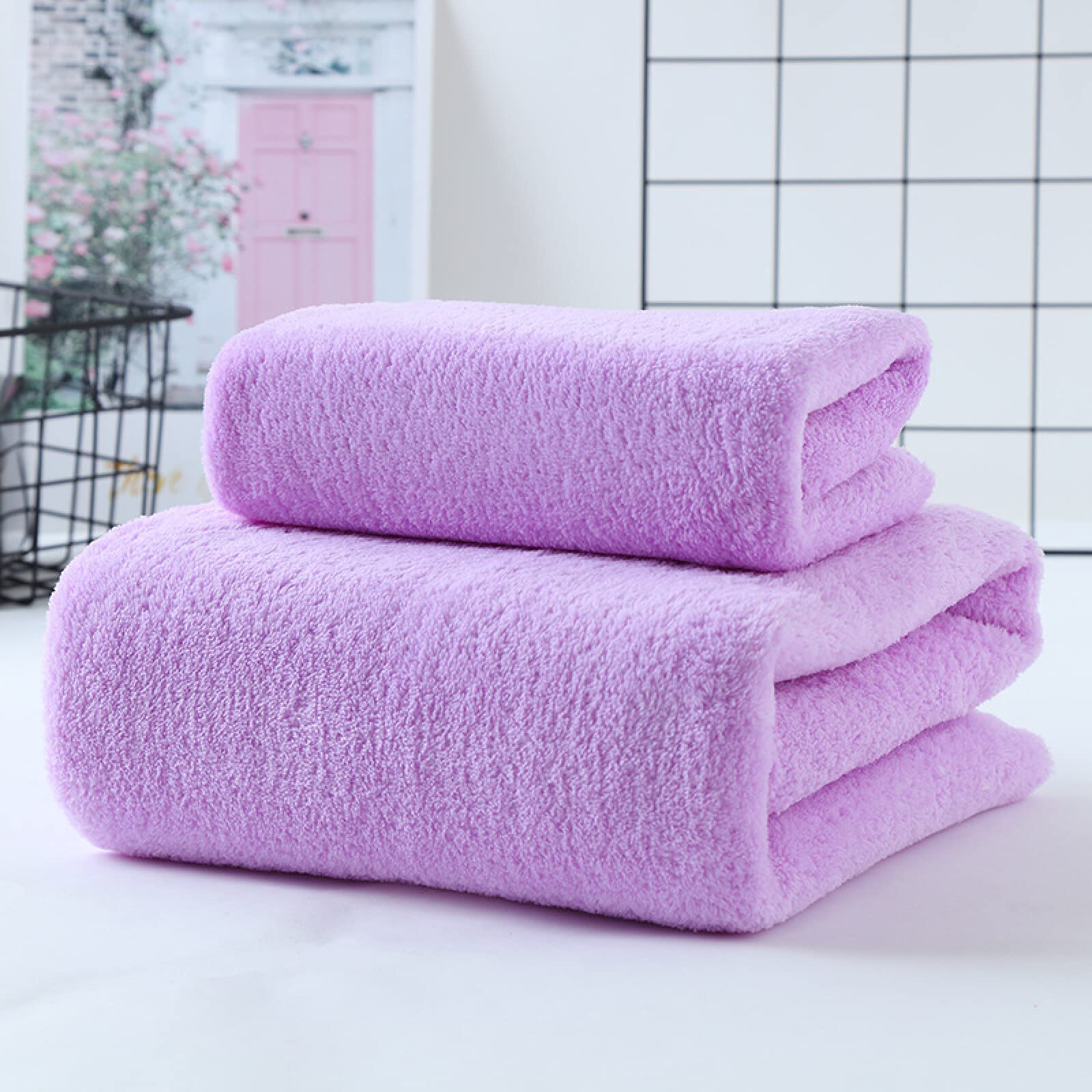 2 Asciugamani In Pile Corallo A Forma Di Fiore - Morbidi E Assorbenti - Lavabili E Riutilizzabili Per Bagno, Cucina E Ufficio - Foto 7
