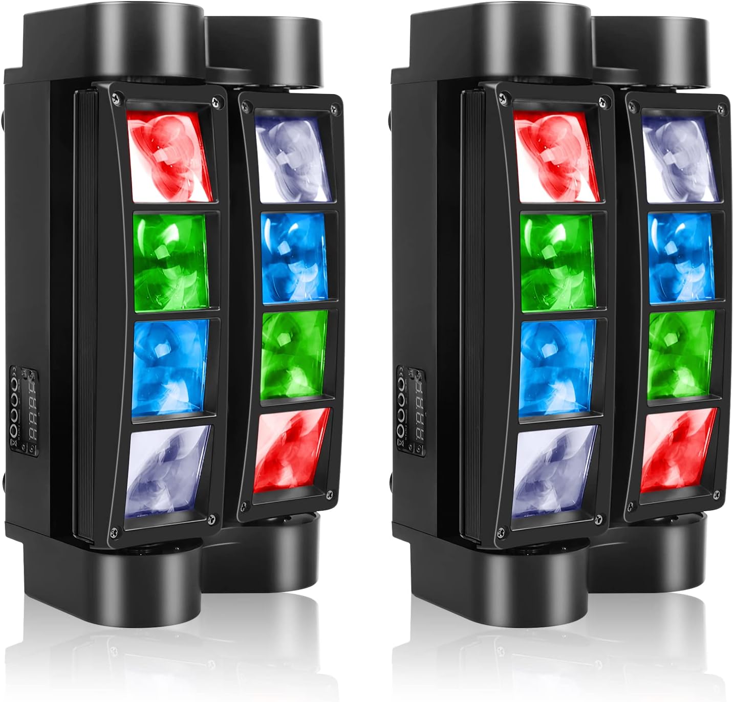 U`King Spider Moving Head Light 8x10W LEDs Beam DJ Lights RGBW Sound Activated and DMX-512 Control for Party Pub Festival Disco Show Wedding Event Stage Lighting - 2 Packs