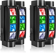U`King Spider Moving Head Light 8x10W LEDs Beam DJ Lights RGBW Sound Activated and DMX-512 Control for Party Pub Festival Disco Show Wedding Event Stage Lighting - 2 Packs