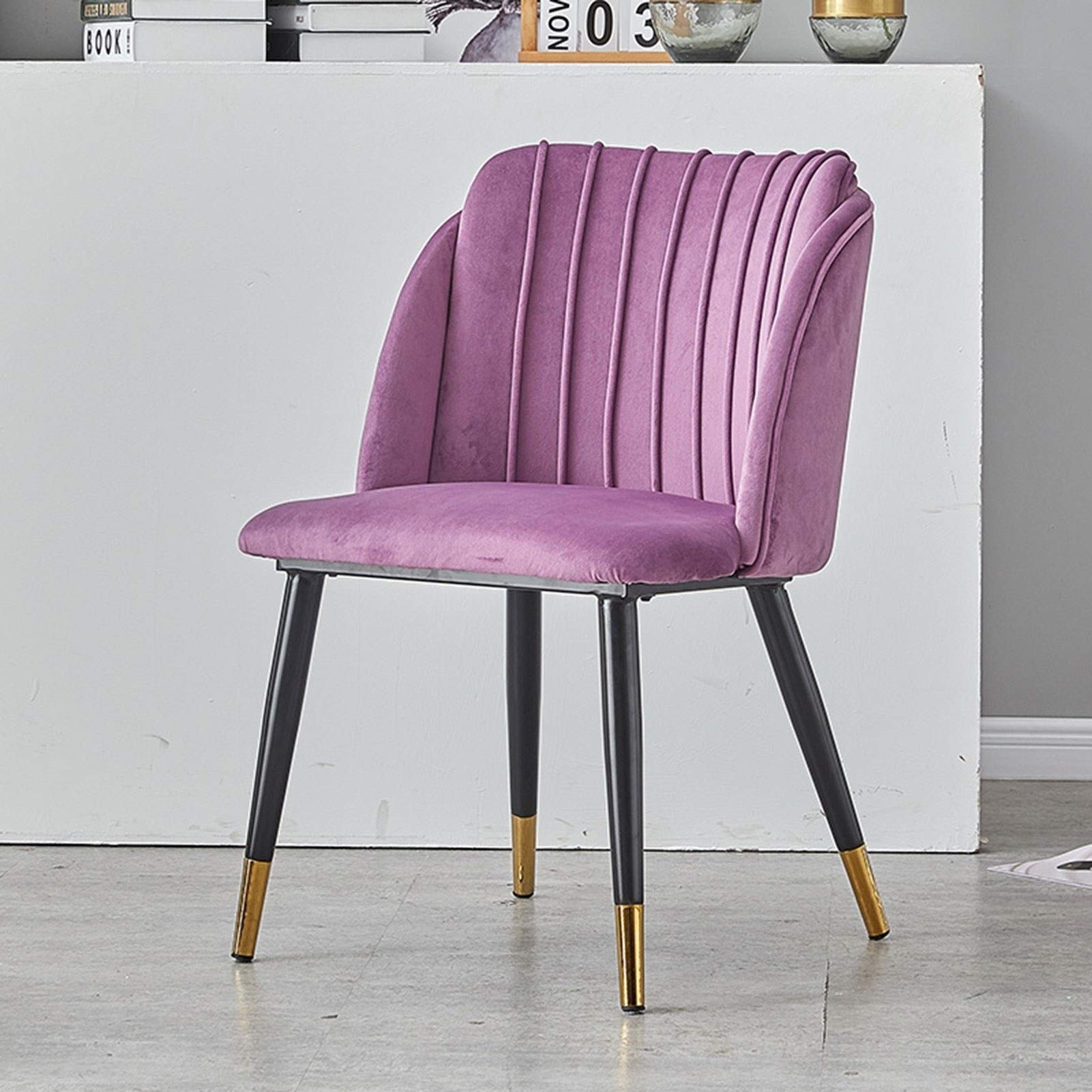 SJIALEN 2pcs Kitchen Dining Chairs,for Dining Room Hotel Office Lounge Chair Soft Padded Seat and Backrest Golden Velvet Chair Kitchen Chair (Color : Purple)