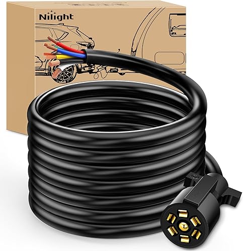 Miniatura 19 de Nilight - Cable conector reforzado de 7 vías para trailer, con caja de derivación de 7 salidas, de 8 pies de largo, apto para remolques motorizados