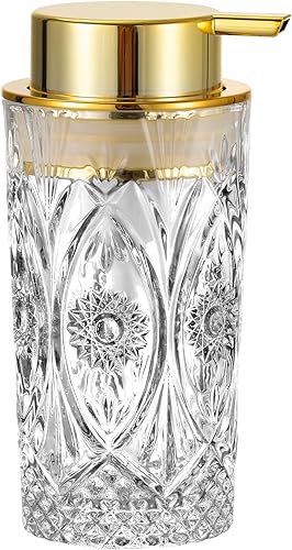 LEICURACE Dispensador de jabón de manos de espuma de vidrio, dispensador de jabón espumoso para baño, dispensador de jabón transparente con bomba