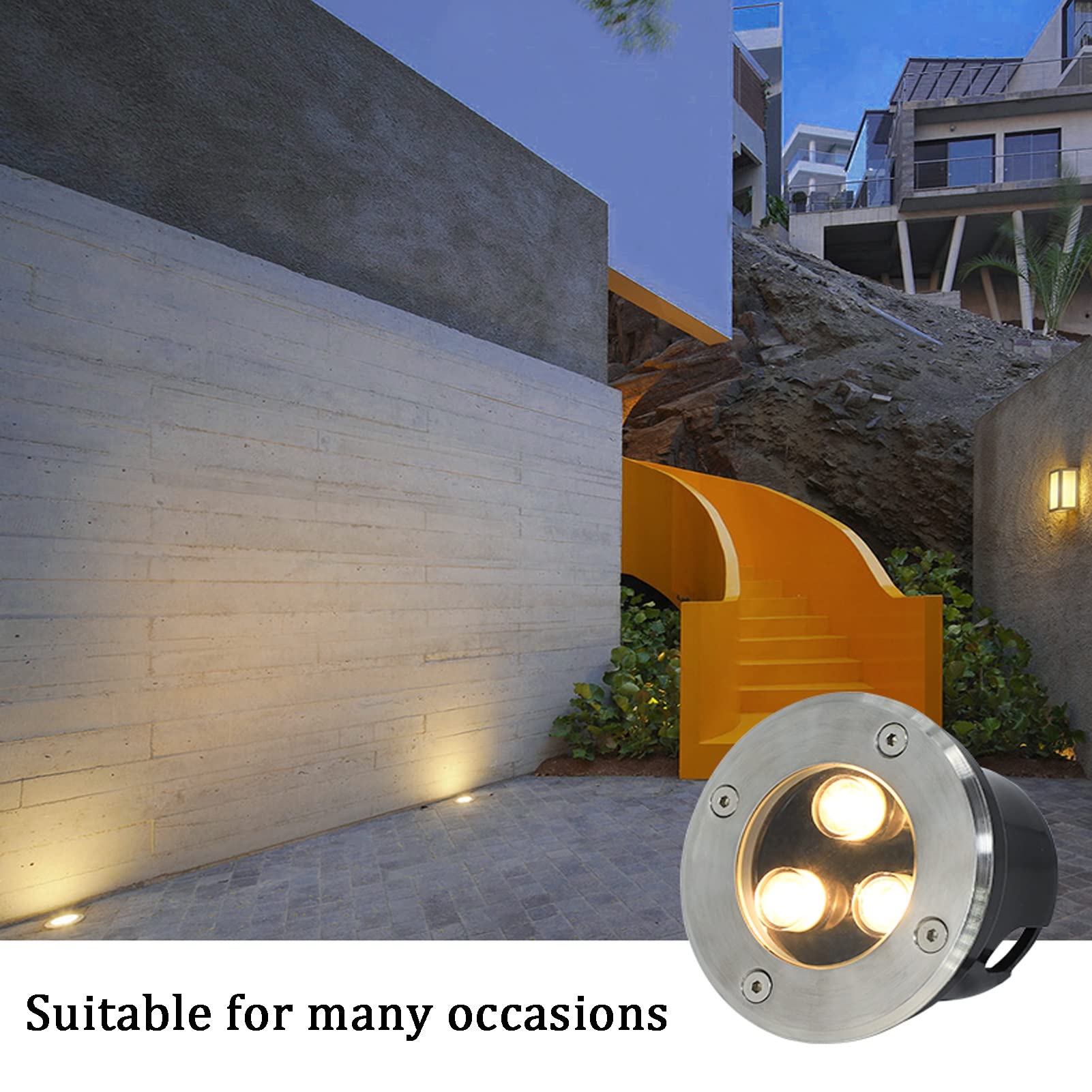 Esterno Faretti da Pavimento LED Faretto Antiruggine IP67 Impermeabile Incasso Luci Terra per Vialetto Ponte Hotel Illuminazione del Paesaggio (Color : Green, Size : 12W-AC85-265V)